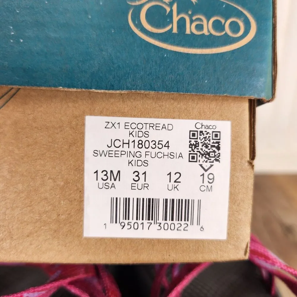 Chaco ZX/1 Ecotread Kids 13M Sweeping Fuchsia Pink Hiking Beach Strappy Sandals